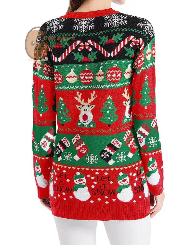 Reindeer & Snowman Christmas Cardigan Sweater