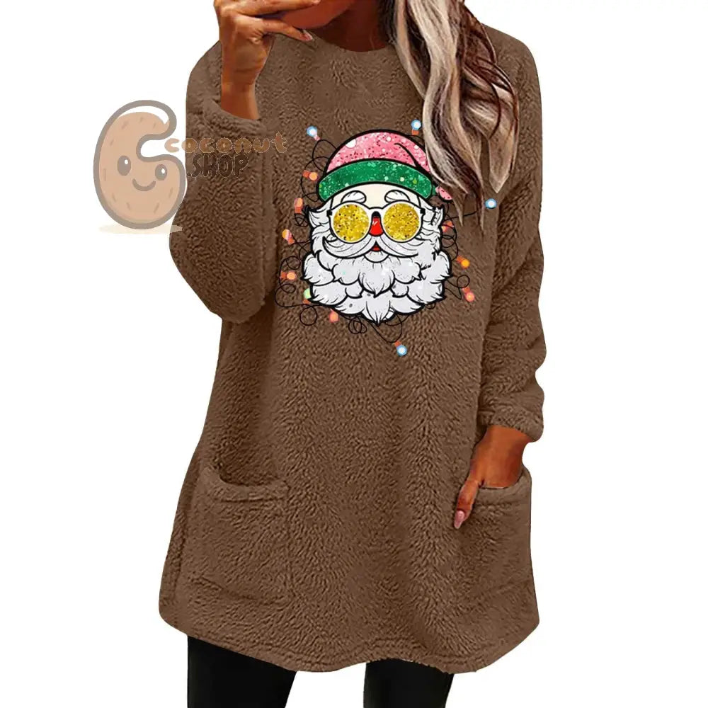 Santa Shades Double-Sided Velvet Pocket Sweatshirt