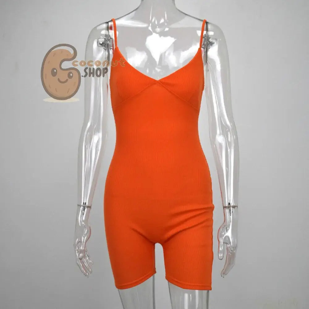 Sun-Kissed Vibes: Unleash Confidence with our Sleek Summer Rompers - L / Orange