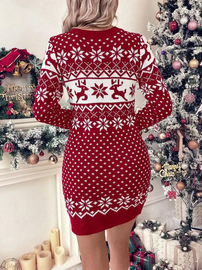 Christmas Jacquard Knit Dress