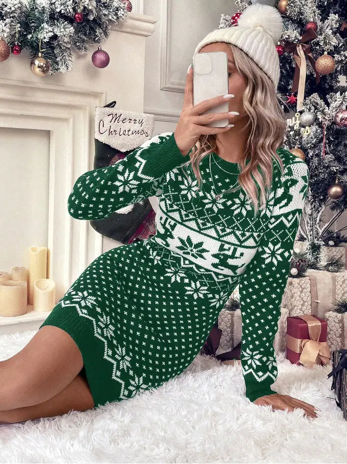Christmas Jacquard Knit Dress