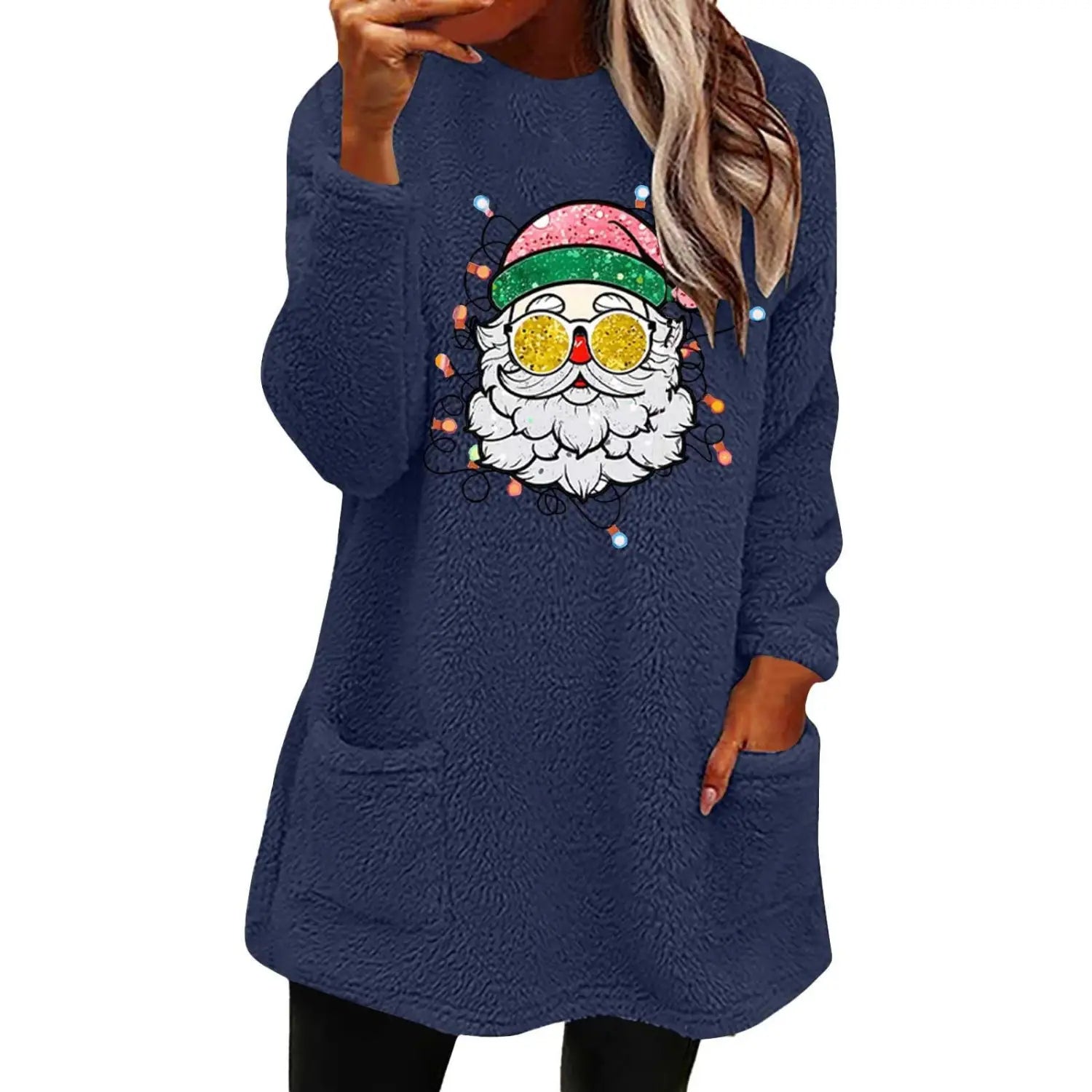 Santa Shades Double-Sided Velvet Pocket Sweatshirt