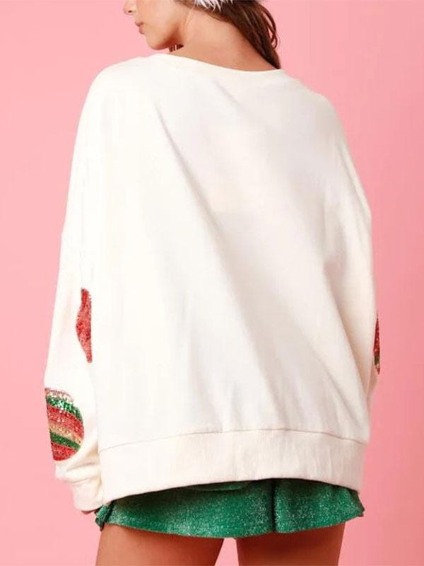 Pink Sequin Christmas Ornament Sweatshirt