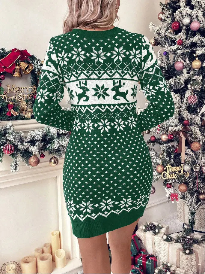 Christmas Jacquard Knit Dress