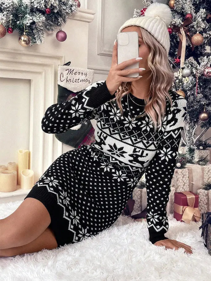 Christmas Jacquard Knit Dress