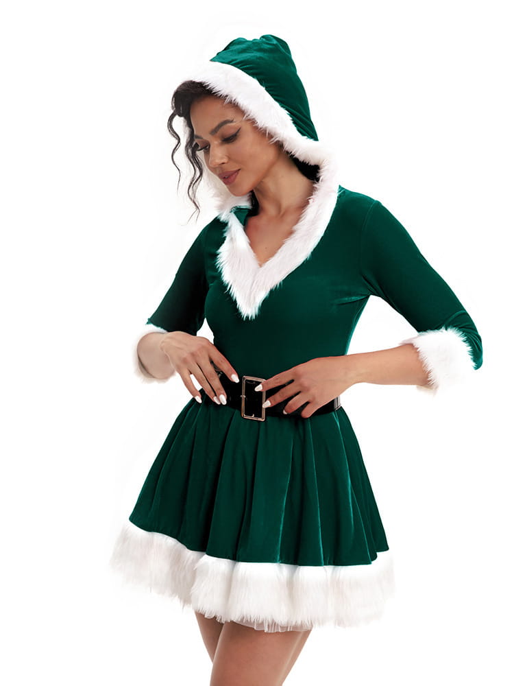 Christmas Women’s Hooded Velvet Dress – Festive Flirty & Full of Holiday Cheer
