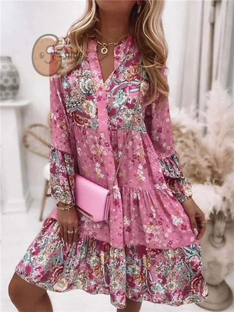 Boho Dream Chic Layered Mini Dress - Pink / S
