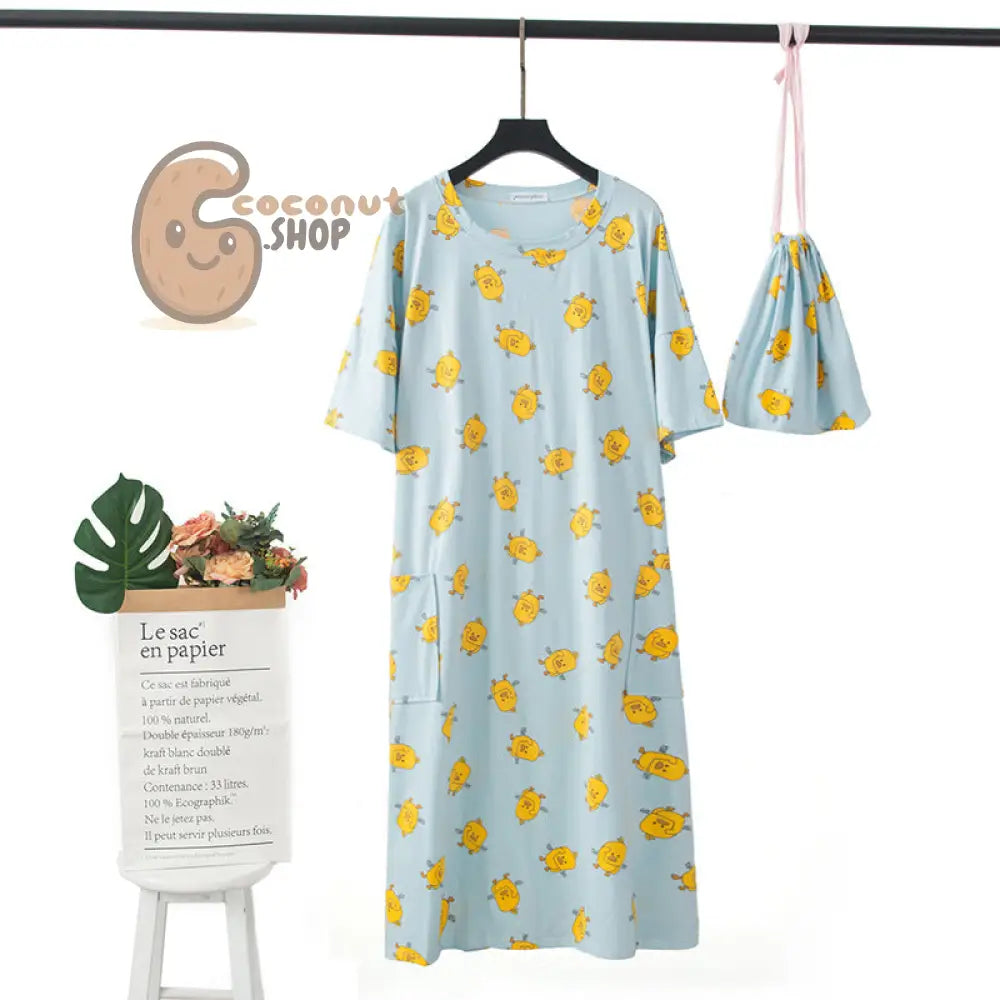 Carrot or Pig Watermelon Nightdress Pajama with cute bag - Blue Duck
