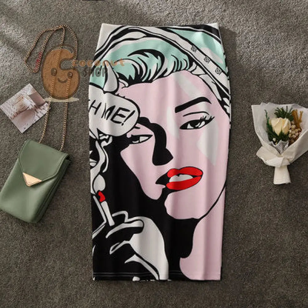 Cartoon Chic Pencil Skirt - D / S