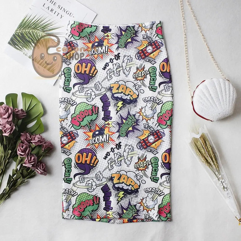 Cartoon Chic Pencil Skirt - E / S