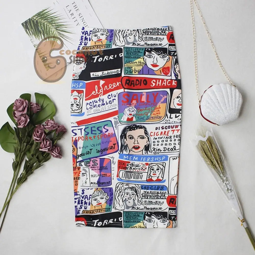 Cartoon Chic Pencil Skirt - F / S