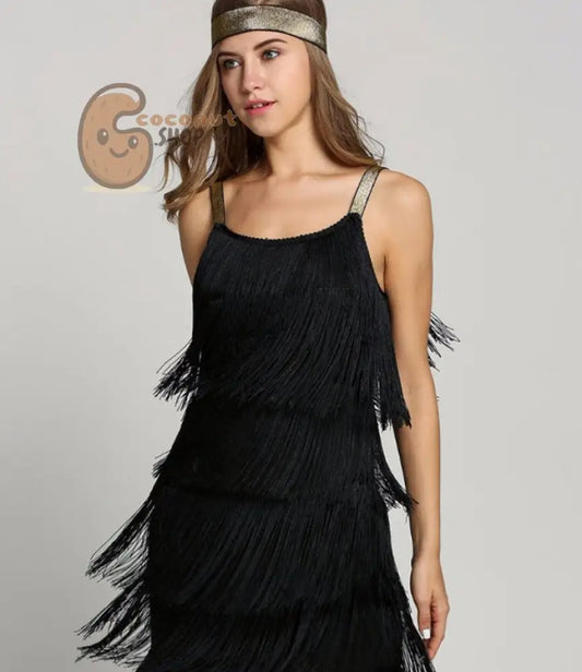 Chic Style Stitching Fringed Sleeveless A-Line Skirt Dress Women