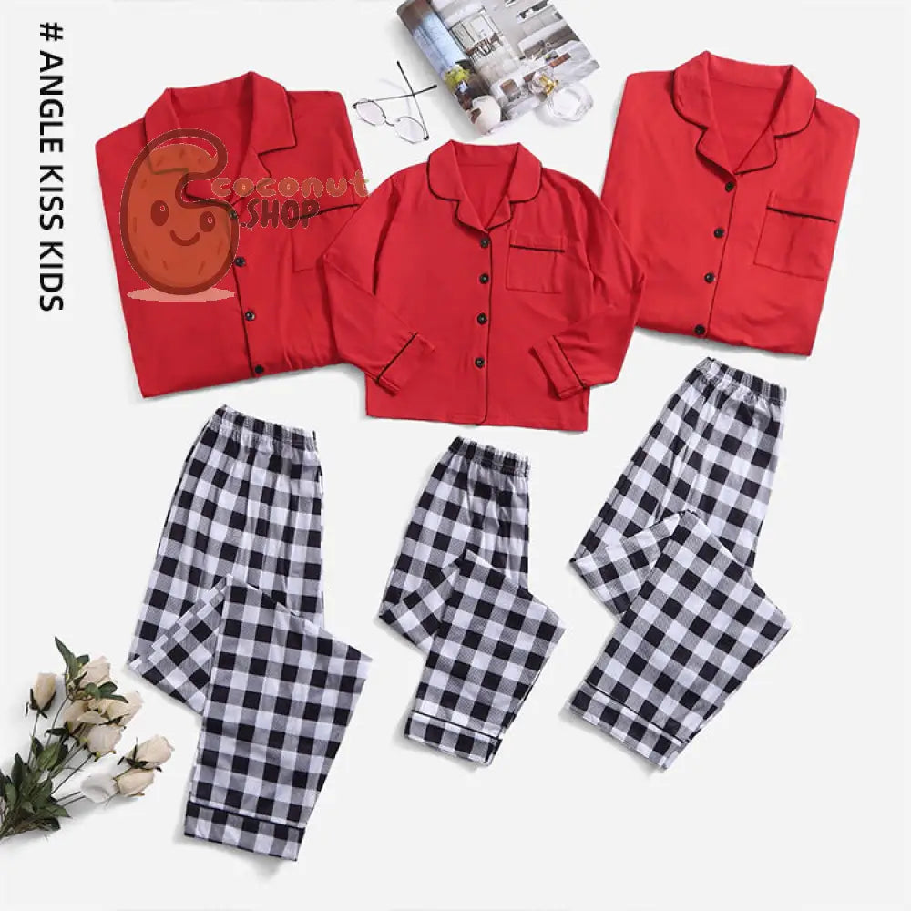 Christmas Coziness: Matching Solid Color Stripes Satin Simulation Silk Pajama Set for Parent-Child Wear