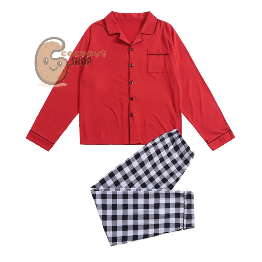 Christmas Coziness: Matching Solid Color Stripes Satin Simulation Silk Pajama Set for Parent-Child Wear