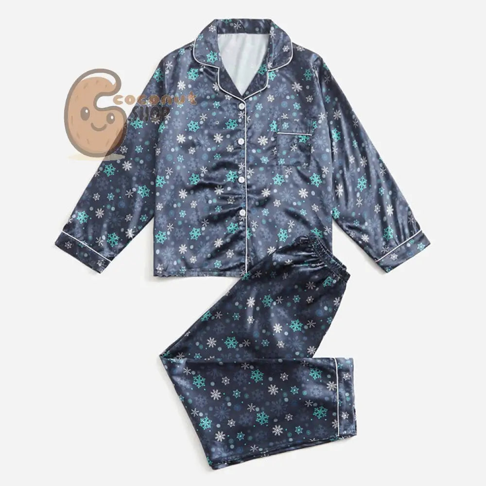 Christmas Coziness: Matching Solid Color Stripes Satin Simulation Silk Pajama Set for Parent-Child Wear