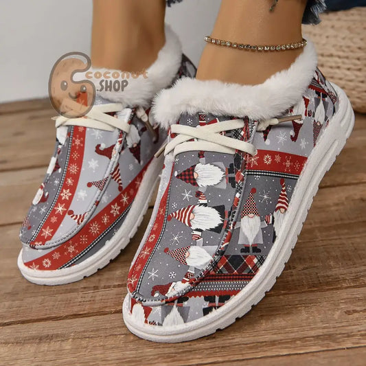 Christmas Print Round Toe Sneakers