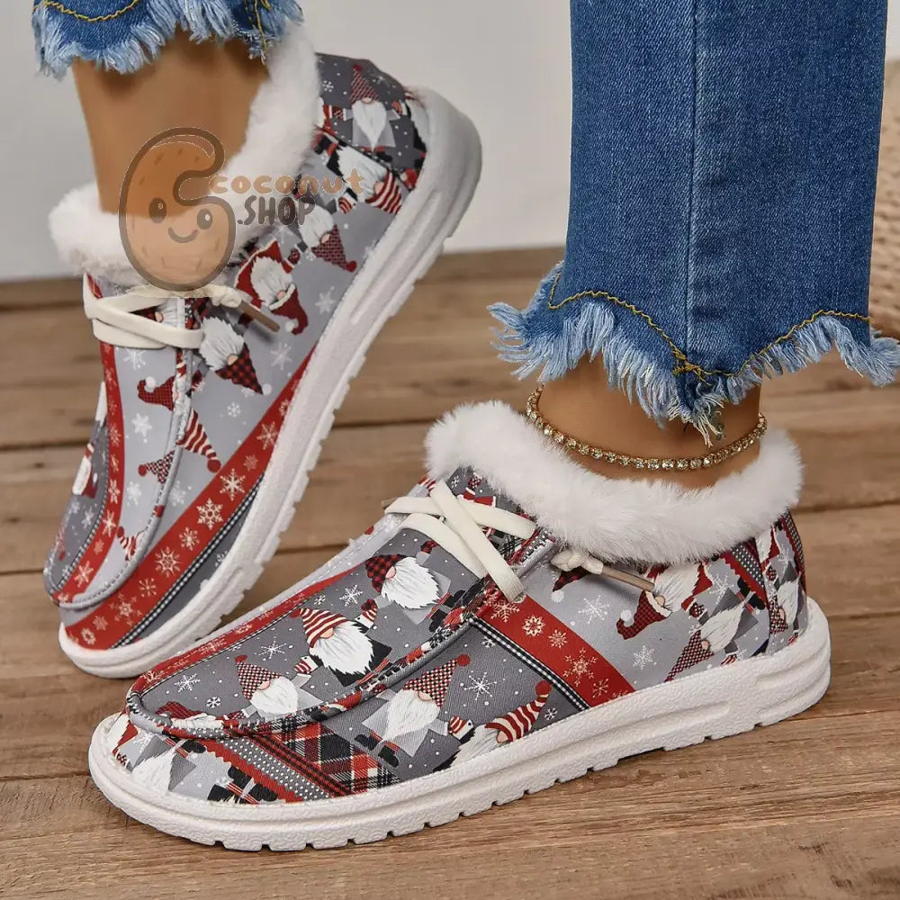 Christmas Print Round Toe Sneakers