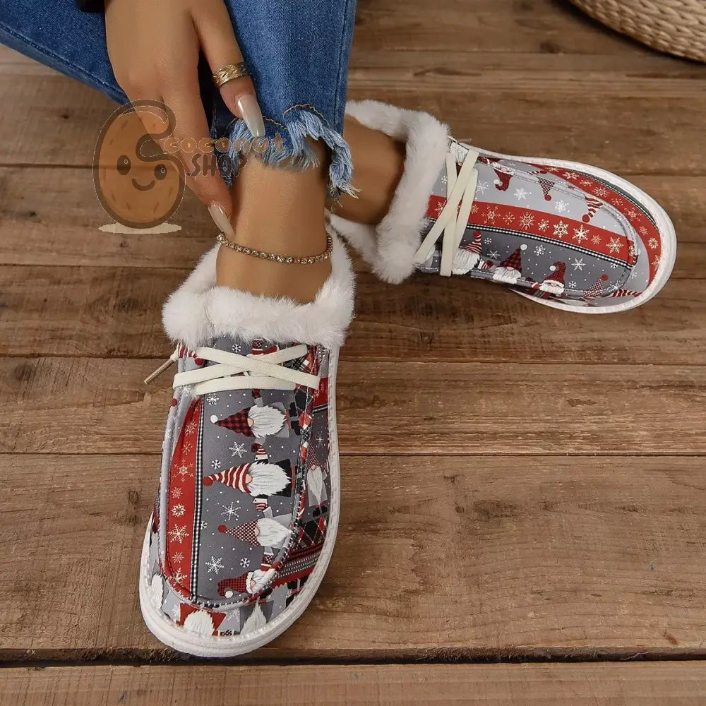 Christmas Print Round Toe Sneakers