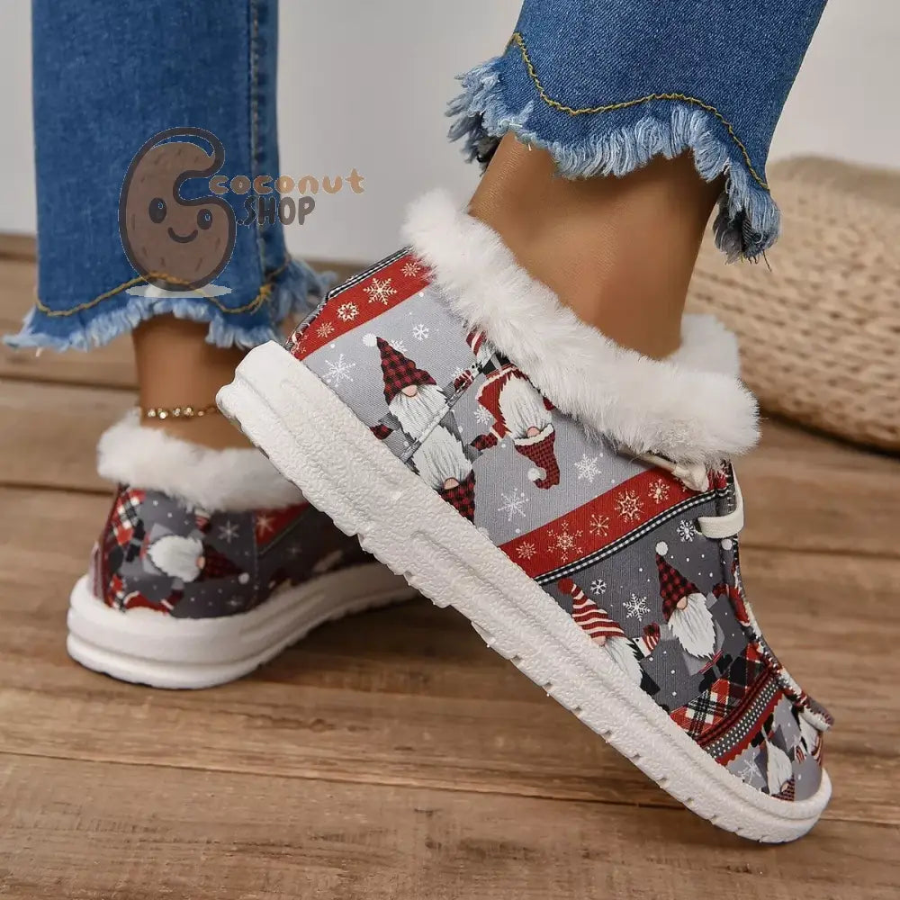 Christmas Print Round Toe Sneakers
