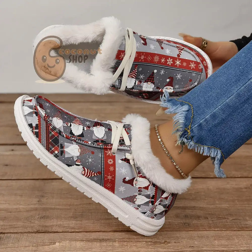 Christmas Print Round Toe Sneakers