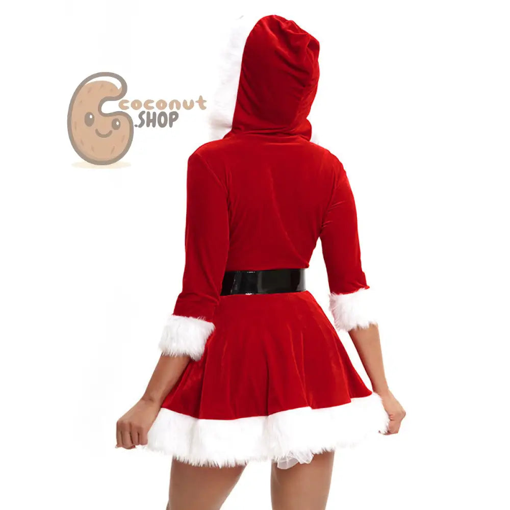 Christmas Women’s Hooded Velvet Dress – Festive, Flirty & Full of Holiday Cheer