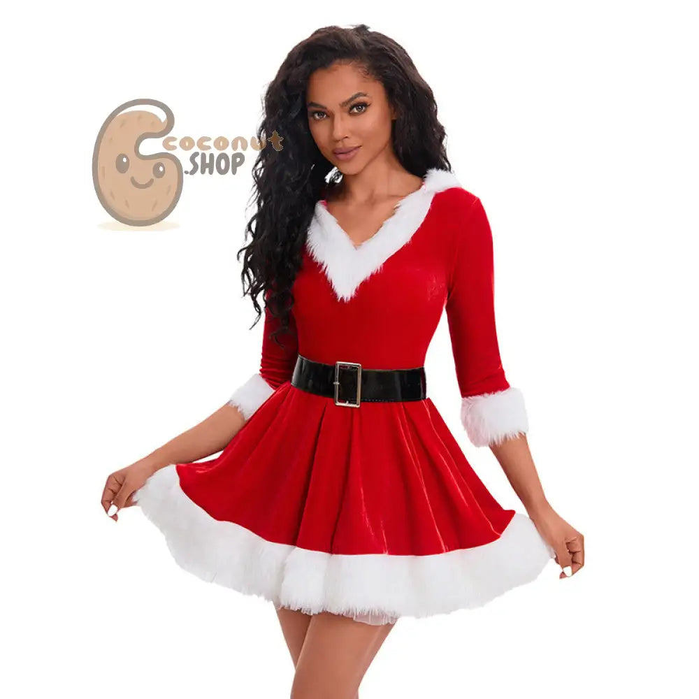 Christmas Women’s Hooded Velvet Dress – Festive, Flirty & Full of Holiday Cheer
