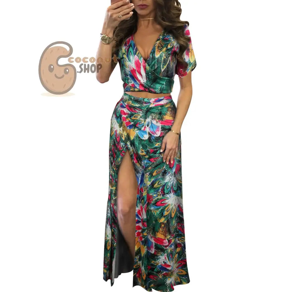 Classic Floral Hot Sale Dress Two Piece Set - 6 # Colorful / S