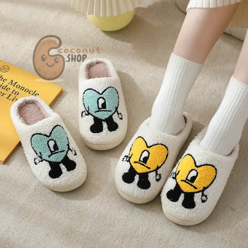Cozy Couple Cotton Slippers - Adorable Thick-soled Cartoon Comfort