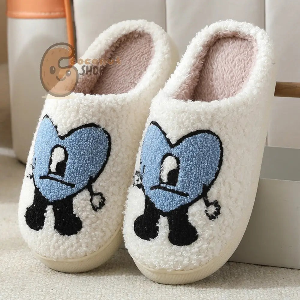 Cozy Couple Cotton Slippers - Adorable Thick-soled Cartoon Comfort - Blue / 36/37 fits 35-36 feet