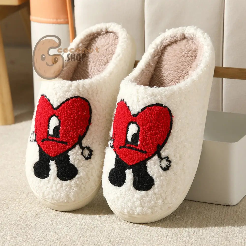 Cozy Couple Cotton Slippers - Adorable Thick-soled Cartoon Comfort - Red / 36/37 fits 35-36 feet
