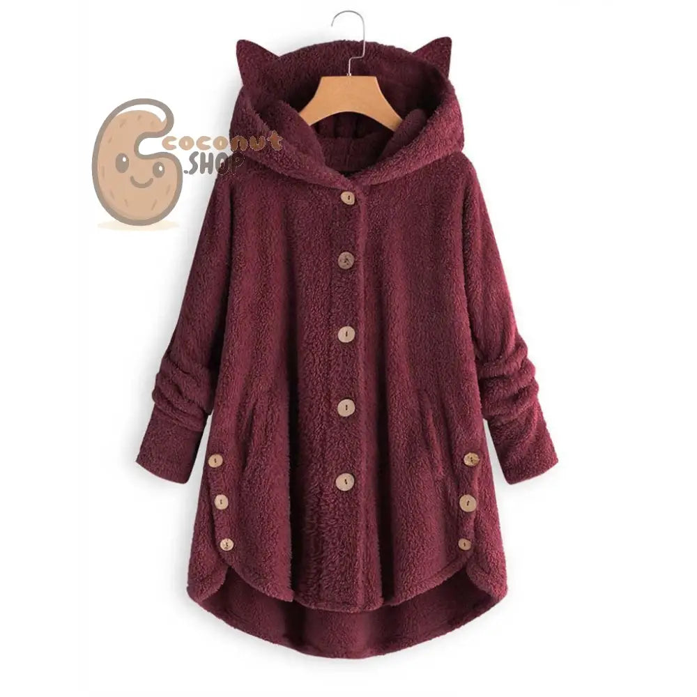 Cute Cat Ear Plush Coat