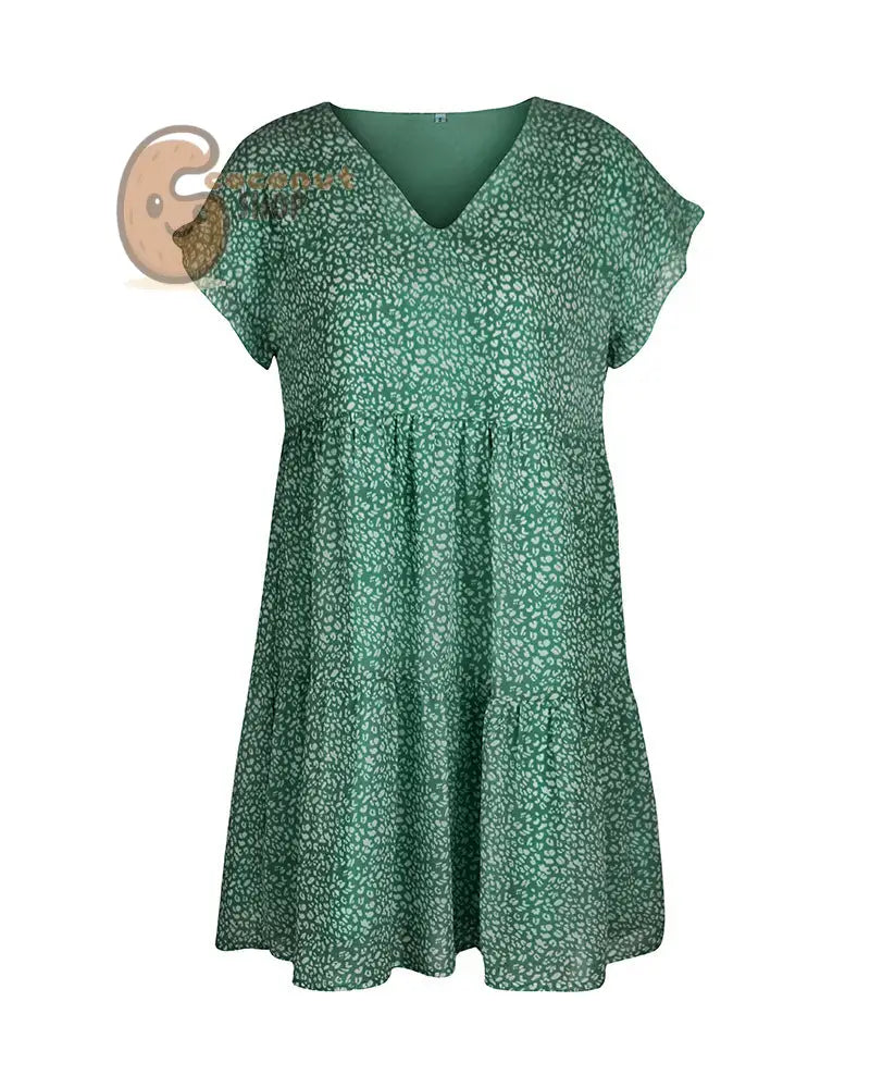 Cute Dress Summer Elegant A-Line dress Loose Chiffon - Green / S