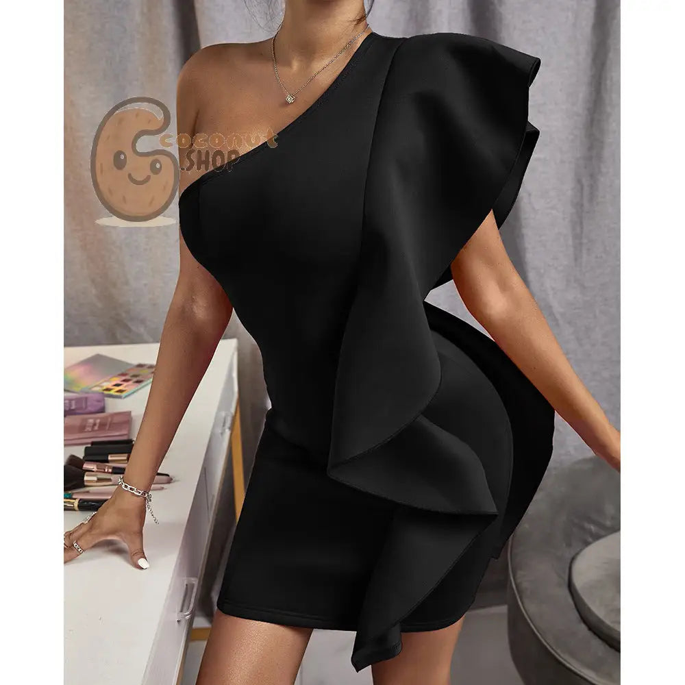 Embrace the Sexy Slanted Shoulder Style for Effortless Elegance - Your Solid Color Sleeveless One-Piece Wonder!