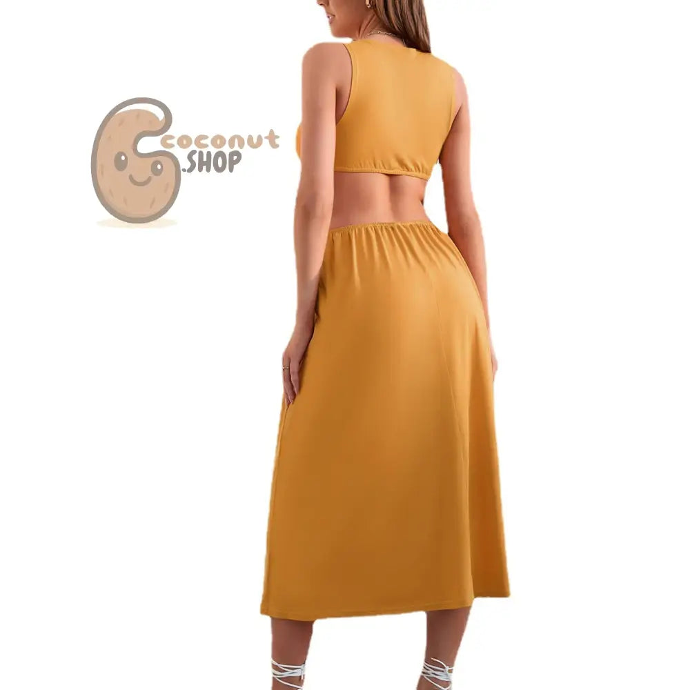 Enchanting Elegance: Unveil Allure with our V Neck Lace Up Swing Dress