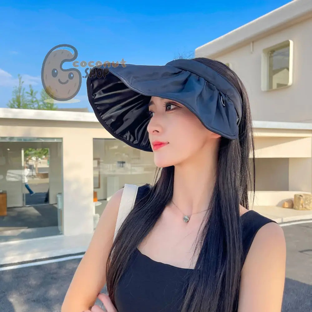 Hairband Sun Hat Female Double-Sided - Black