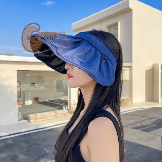 Hairband Sun Hat Female Double-Sided - Blue