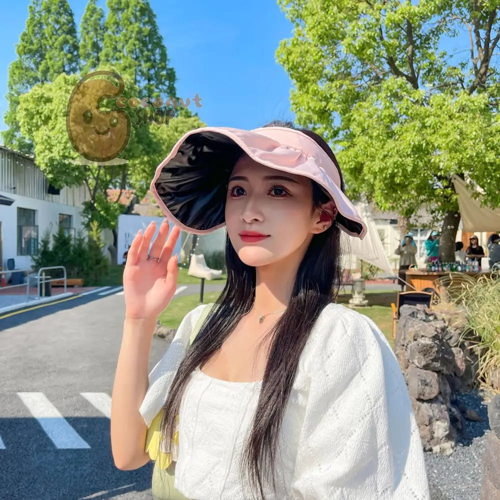 Hairband Sun Hat Female Double-Sided - Pink