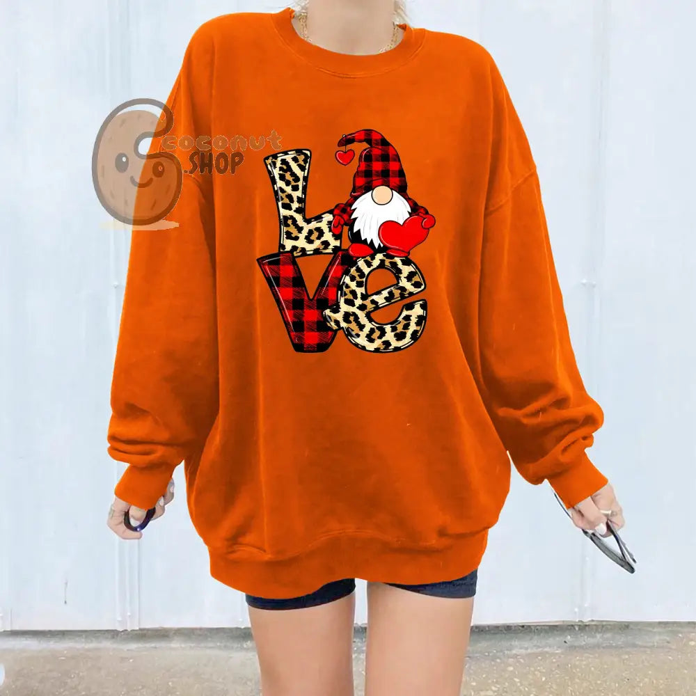 ❤️ Leopard Plaid LOVE Gnome Fleece Sweatshirt
