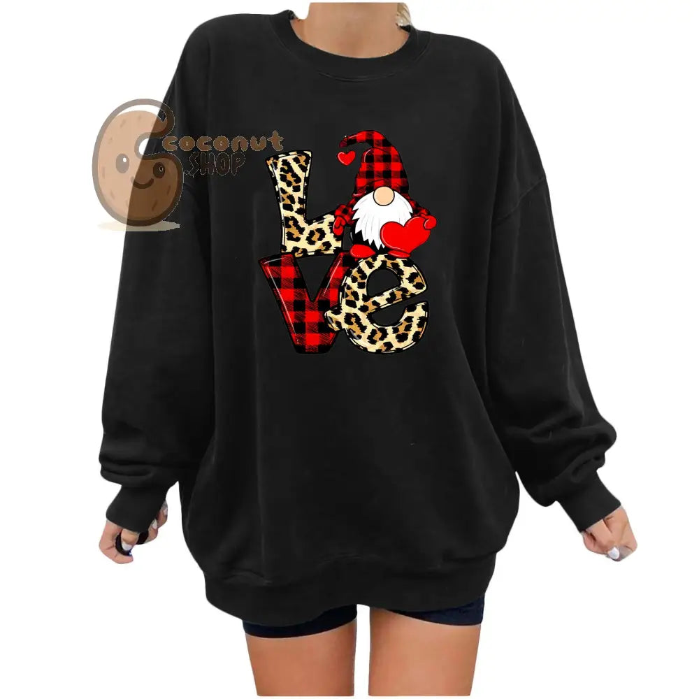 ❤️ Leopard Plaid LOVE Gnome Fleece Sweatshirt