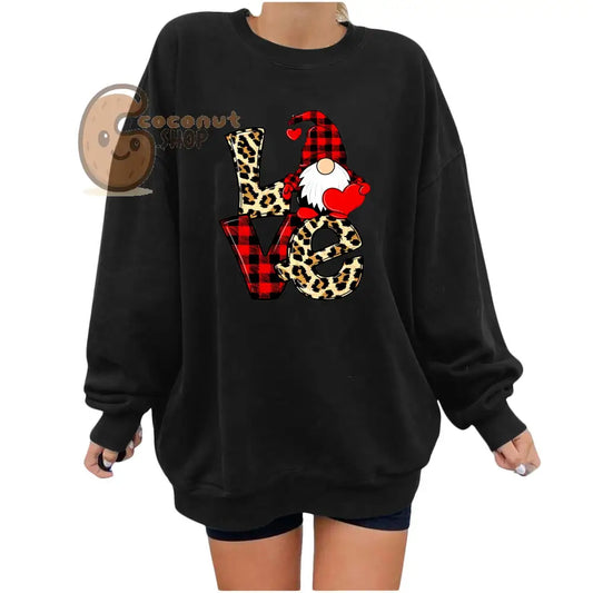 ❤️ Leopard Plaid LOVE Gnome Fleece Sweatshirt