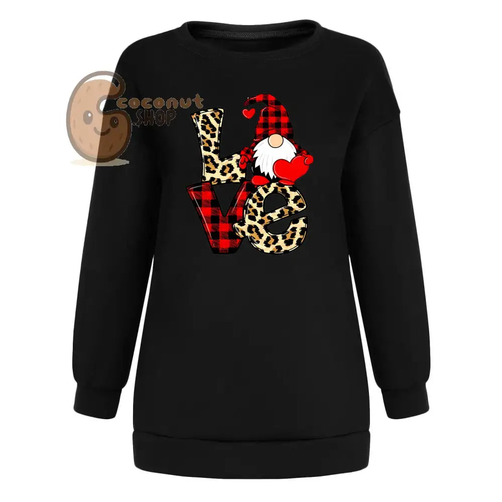 ❤️ Leopard Plaid LOVE Gnome Fleece Sweatshirt