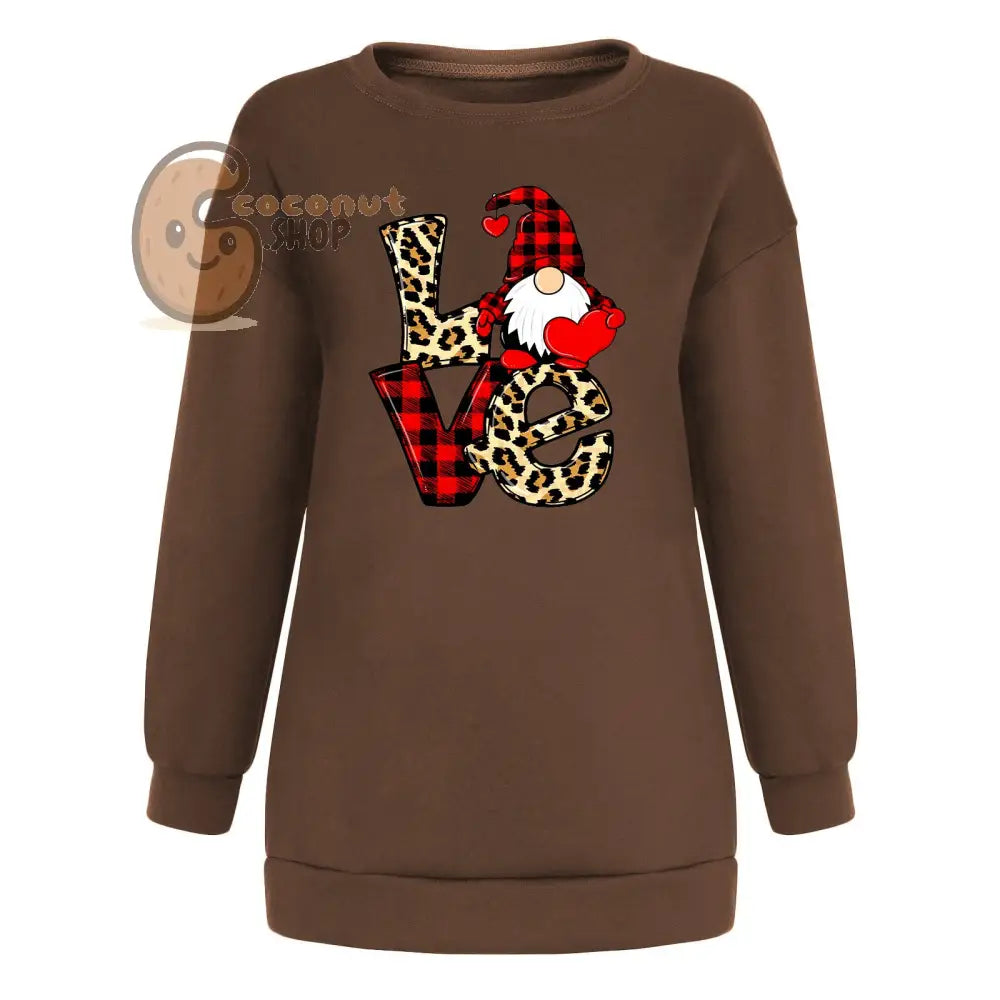 ❤️ Leopard Plaid LOVE Gnome Fleece Sweatshirt