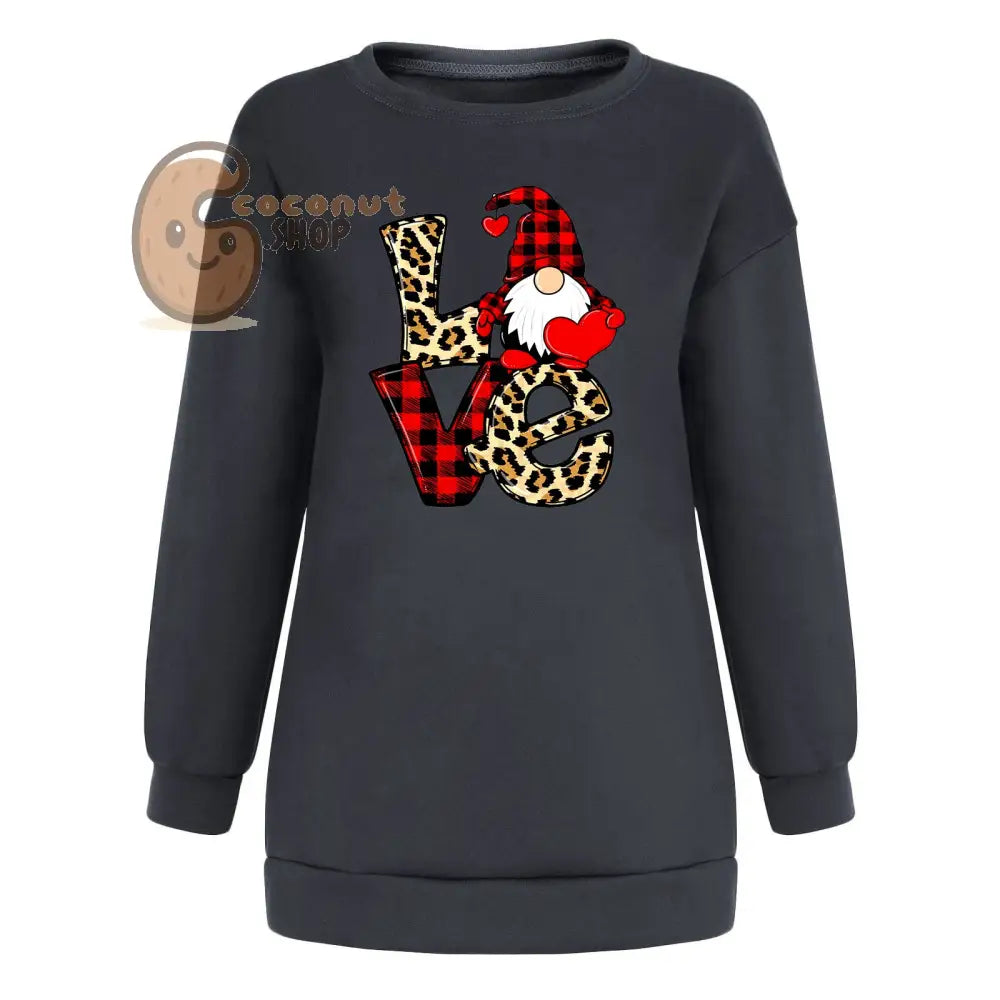 ❤️ Leopard Plaid LOVE Gnome Fleece Sweatshirt