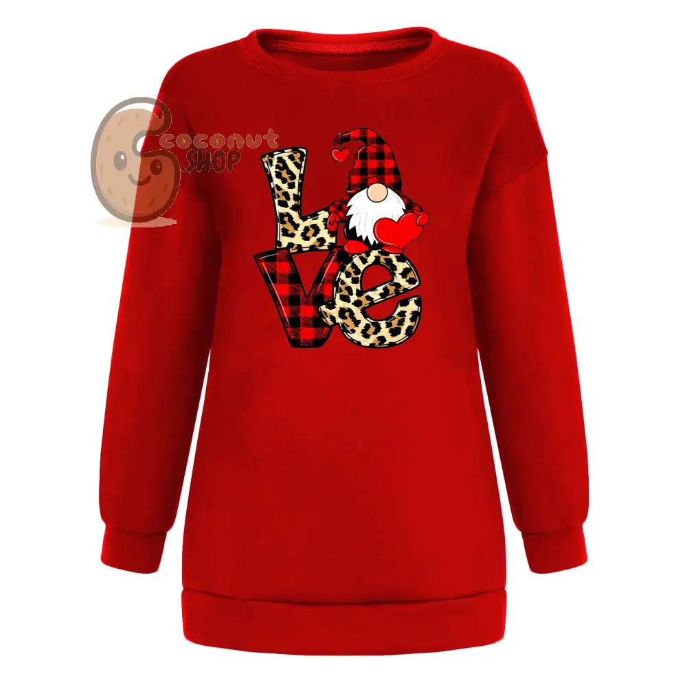 ❤️ Leopard Plaid LOVE Gnome Fleece Sweatshirt