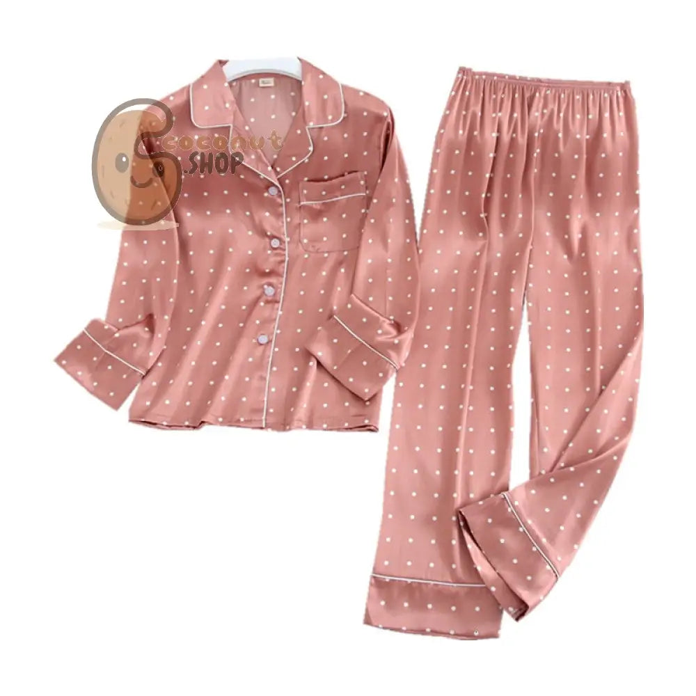 Lisacmvpnel Long Sleeve Pajamas Autumn Ice Silk Long Sleeve Trousers Suit Printing Fashion Pyjamas Set