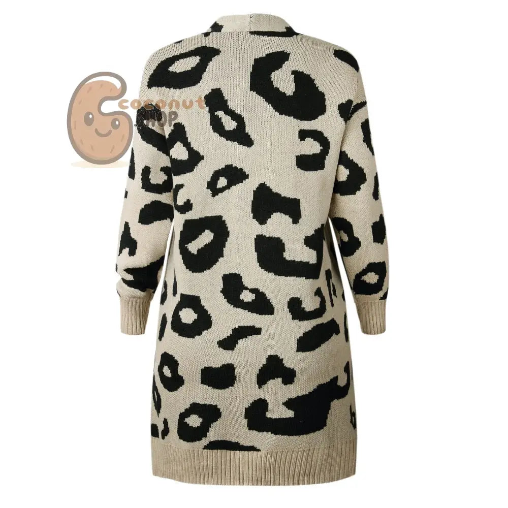 Liva Sexy Leopard Printed Cardigan Sweater Women Autumn Winter Sweater Harajuku Long Sleeve Knitwear Sweater Sueter