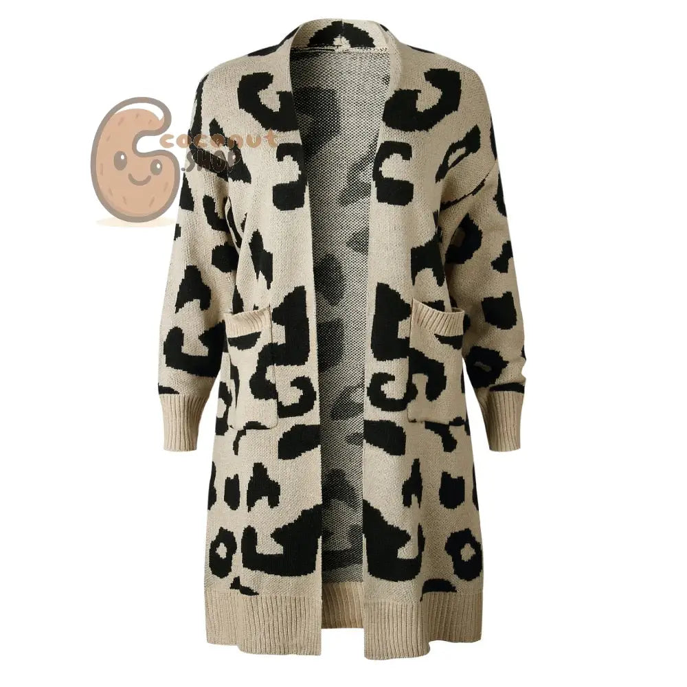 Liva Sexy Leopard Printed Cardigan Sweater Women Autumn Winter Sweater Harajuku Long Sleeve Knitwear Sweater Sueter