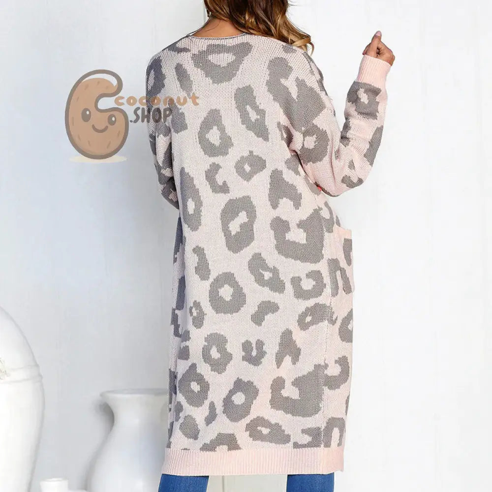 Liva Sexy Leopard Printed Cardigan Sweater Women Autumn Winter Sweater Harajuku Long Sleeve Knitwear Sweater Sueter