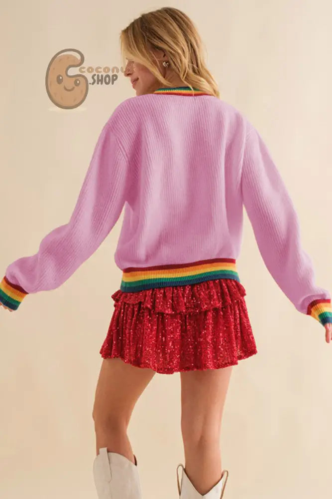 Merry & Bright Colorful Striped Trim Sweater