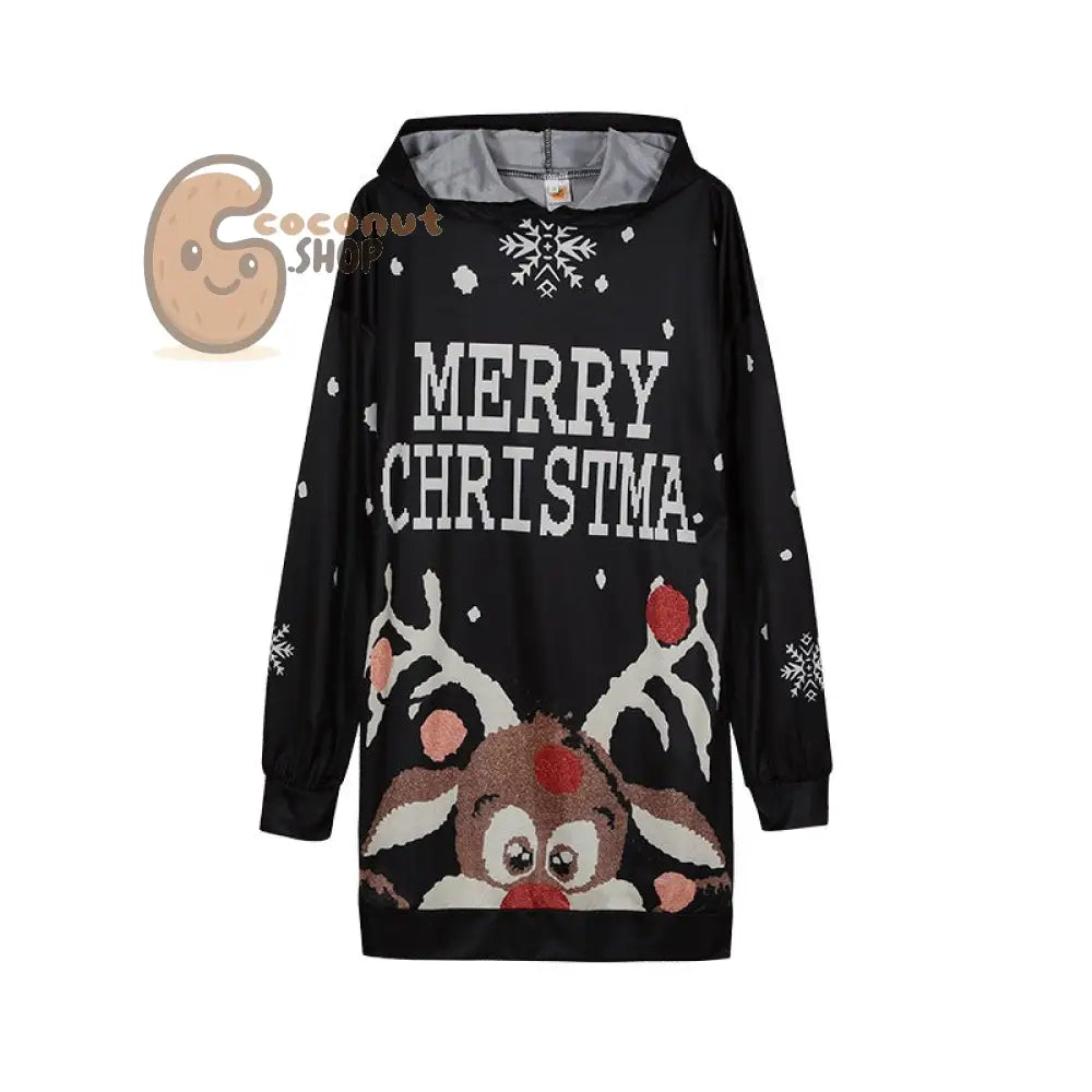 Merry Christmas Reindeer Hoodie Dress